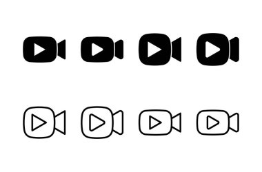 Video simgesi logosu tasarımı. Video kamera işareti ve sembol. Film tabelası. Sinema