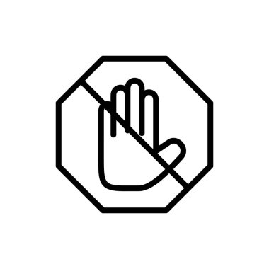 Uygulamalar ve web siteleri için simge simgesini durdur. Dur tabelası. Dur işareti ve sembol. Kırmızı tabelayı elle girmeyin