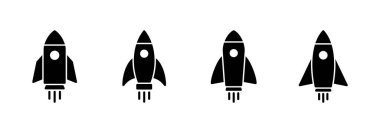 Roket ikon vektörü. Başlangıç işareti ve sembol. roket fırlatma simgesi