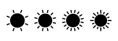 Güneş ikonu vektörü. Parlaklık işareti ve sembol