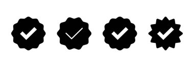 Doğrulanmış simge vektörü. Doğrulama işareti. onaylanmış işaret ve sembol