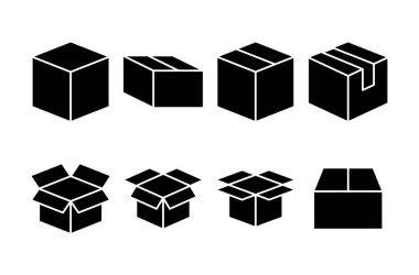 Kutu simgesi logosu tasarımı. kutu işareti ve sembol, paket, paket