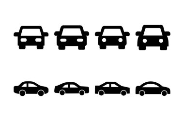 Araba simgesi logosu tasarımı. Araba işareti ve sembol. küçük sedan