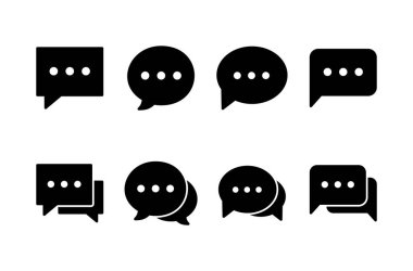 Sohbet ikonu logosu tasarımı. Konuşma balonu işareti ve sembol. Yorum simgesi. ileti