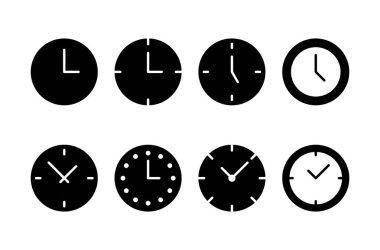 Saat simgesi logosu tasarımı. Zaman işareti ve sembol. saat simgesi