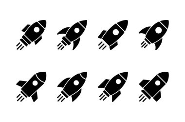 Roket ikon logosu tasarımı. Başlangıç işareti ve sembol. roket fırlatma simgesi