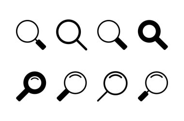 Arama simgesi logosu tasarımı. Büyüteç işareti ve sembolü ara