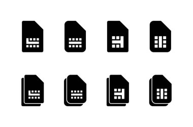 Sim kart simgesi logo tasarımı. çift sim kart işareti ve sembol