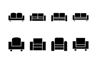 Koltuk simgesi logosu tasarımı. Kanepe işareti ve sembol. mobilya simgesi
