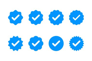 Doğrulanmış simge logosu tasarımı. Doğrulama işareti. onaylanmış simge