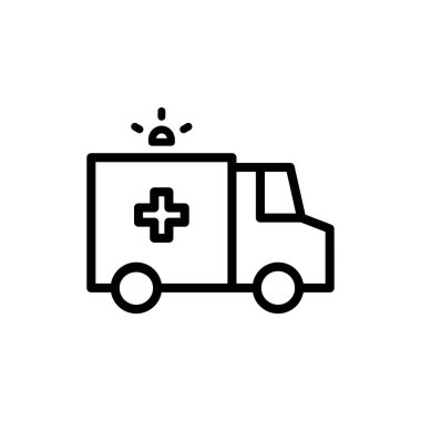 Uygulamalar ve web siteleri için ambulans simgesi. Ambulans kamyonu işareti ve sembol. Ambulans arabası