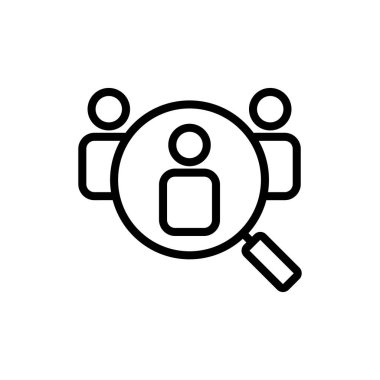 Uygulamalar ve web siteleri için simge sembolü işe alınıyor. Arama işi boşluk işareti ve sembol. İnsan kaynakları konsepti. İşe alım.