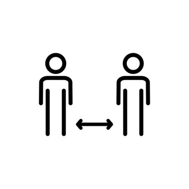 Uygulamalar ve web siteleri için sosyal uzaklık simgesi. Sosyal uzaklık işareti ve sembol. Kendini karantina işareti