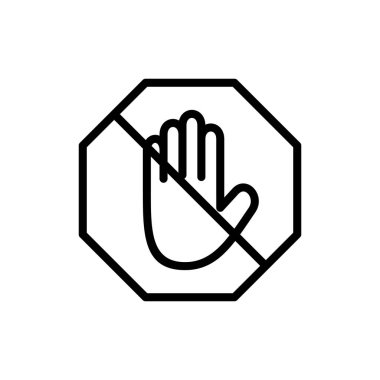 Uygulamalar ve web siteleri için simge simgesini durdur. Dur tabelası. Dur işareti ve sembol. Kırmızı tabelayı elle girmeyin