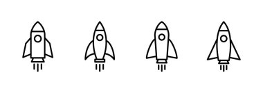 Roket ikon vektörü. Başlangıç işareti ve sembol. roket fırlatma simgesi