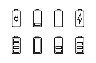 Batarya simgesi logosu tasarımı. Şarj işareti. pil şarj seviyesi