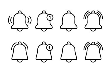 Bell simgesi logosu tasarımı. Web sitesi tasarımı için uyarı işareti ve sembol