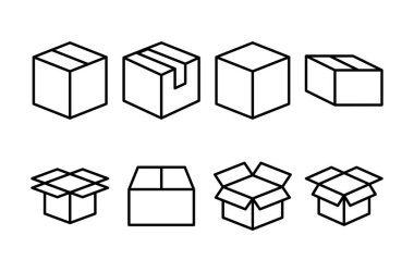 Kutu simgesi logosu tasarımı. kutu işareti ve sembol, paket, paket