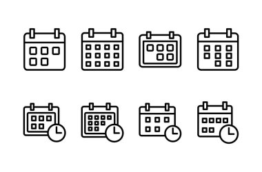 Takvim simgesi logo tasarımı. Takvim işareti ve sembol. Simge simgesini ayarla