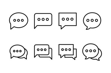 Sohbet ikonu logosu tasarımı. Konuşma balonu işareti ve sembol. Yorum simgesi. ileti