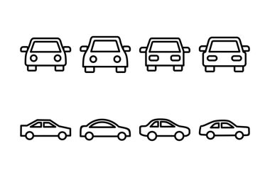 Araba simgesi logosu tasarımı. Araba işareti ve sembol. küçük sedan
