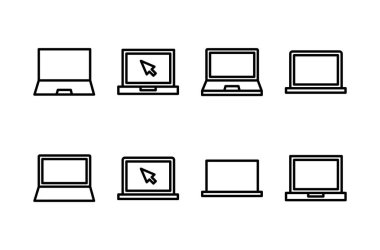 Laptop simge logosu tasarımı. bilgisayar işareti ve sembol