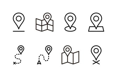 Haritalar ve logo tasarımı. konum işareti ve sembol. coğrafi konum, imleç simgesi.