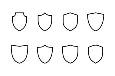 Kalkan simgesi logosu tasarımı. Koruma ikonu. Güvenlik işareti ve sembol