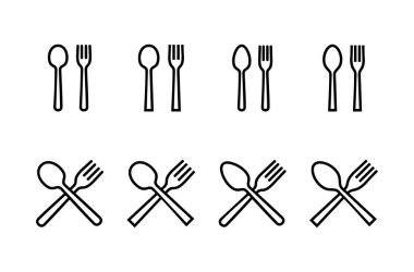 kaşık ve çatal simgesi logosu tasarımı. kaşık, çatal ve bıçak ikonu vektörü. Restoran işareti ve sembolü