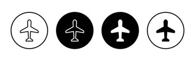Uygulamalar ve web siteleri için uçak simgesi. Uçak işareti ve sembol. Uçuş taşıma sembolü. Seyahat işareti. uçak.
