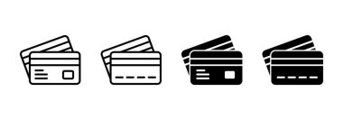Kredi kartı ikon vektörü. Kredi kartı ödeme imzası ve sembolü