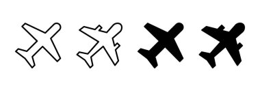 Düzlem simgesi vektörü. Uçak işareti ve sembol. Uçuş taşıma sembolü. Seyahat işareti. uçak.