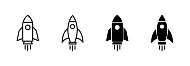 Roket ikon vektörü. Başlangıç işareti ve sembol. roket fırlatma simgesi