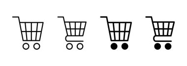 Alışveriş ikonu vektörü. Alışveriş arabası işareti ve sembol. Trolley simgesi