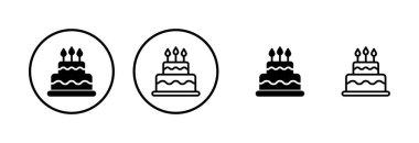 Pasta simgesi logosu tasarımı. Pasta işareti ve sembol. Doğum günü pastası simgesi