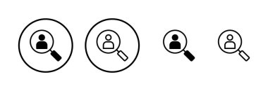 Simge logosu tasarımı işe alınıyor. Arama işi boşluk işareti ve sembol. İnsan kaynakları konsepti. İşe alım.