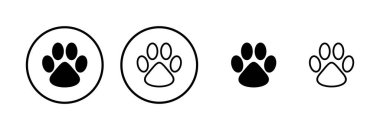 Paw simgesi logosu tasarımı. Pençe izi ve sembol. köpek ya da kedi pençesi