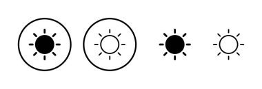 Güneş simgesi logosu tasarımı. Parlaklık işareti ve sembol