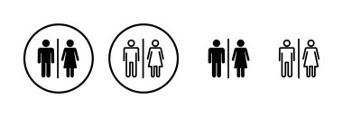 Tuvalet simgesi logosu tasarımı. Kızlar ve erkekler tuvaletleri imzalar ve simgeler. Banyo tabelası. wc, tuvalet