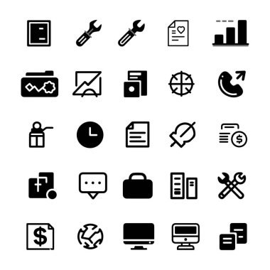 İş simgesi basit, siyah, izole edilmiş beyaz arkaplan. Simge ayarlama işi