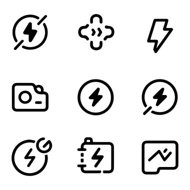 elektrik simgesi basit siyah izole edilmiş beyaz arkaplan
