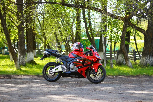 Krasnoyarsk Russie Mai 2018 Vélo Sport Rouge Noir Honda Cbr — Photo