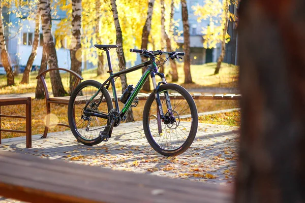 Krasnoyarsk Rusia Octubre 2018 Ciclismo Montaña Bosque Otoño — Foto de Stock
