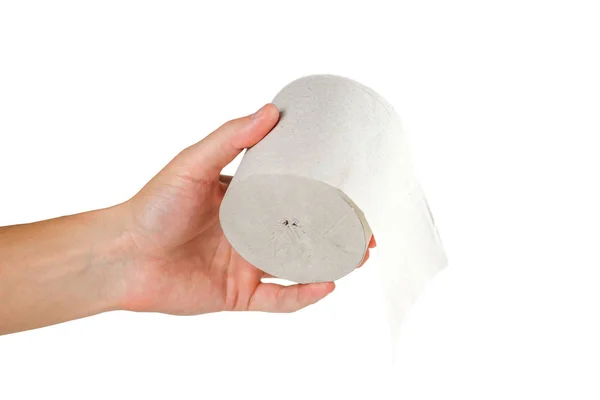 Hand Holding Toilet Paper White Background Close — Stock Photo, Image