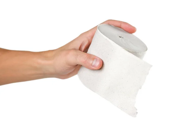 Hand Holding Toilet Paper White Background Close — Stock Photo, Image