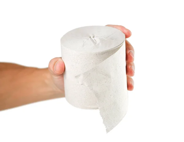 Hand Holding Toilet Paper White Background Close — Stock Photo, Image