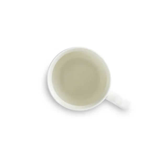 White Ceramic Mug Top View Close Isolated White Background — Stock Photo, Image
