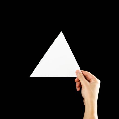 Boş broşür kitapçık elinde tutan el. Siyah arka plan üzerine izole. Adam gösterisi Kağıt Ofset. Sayfa şablonu. Elinde kitap. Kitapçık Katlama tasarım. Okuyun kağıt sayfası göstermek kat.