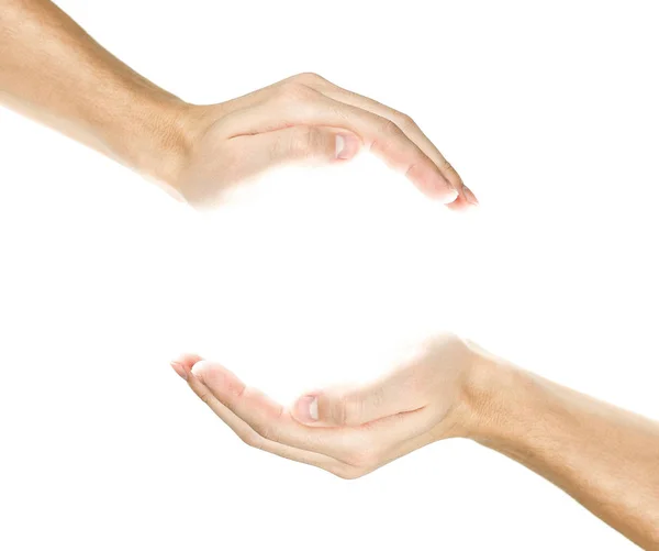 Två Kupade Händer Isolerad Vit Bakgrund — Stockfoto