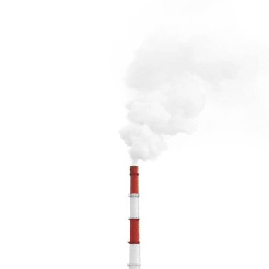 Kazan evin baca dumanı. Yakın çekim. Beyaz arka plan üzerinde izole.